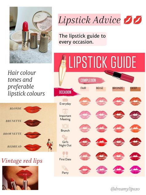 Vintage red lips guide and lipstick guide for occasions. Vintage Red Lipstick, Lipstick Guide, Red Lipstick, Lipstick Colors, Girls Night Out, Colour Tone, Red Lips, Girls Night, Night Out