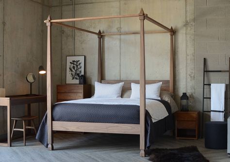 Four Poster Beds | Ultimate Luxury | Inspiration | Natural Bed Company Luxury Wooden Bed, Ethnicraft Furniture, Japanese Style Bed, Monochrome Bedroom, Timber Beds, 4 Poster Beds, Bed Classic, Walnut Bed, Natural Bed