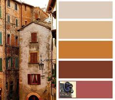 Tuscan colors found when travelling in Tuscany the warm colors of the golden… Tuscan Wall Colors, Style Toscan, Tuscan Walls, Tuscan Colors, Tuscany Decor, Tuscan Decor, Warm Home Decor, Pintura Exterior, Tuscan Design