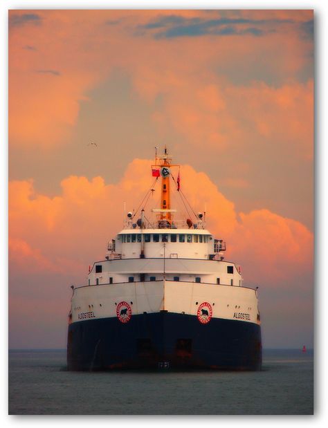 The new arrival | by GlossyEye. Lake Boats, Boys In The Boat, Maritime Painting, Great Lakes Ships, Short Lines, Boat Illustration, Cruise Boat, Abandoned Ships, Merchant Navy