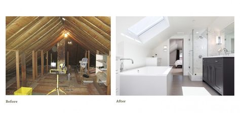 attic remodeling before and after | hip bungalow - before and after Attic Master Suite, Attic Bathroom Ideas, Storage Doors, Room Furniture Ideas, Attic Ideas, Attic Doors, Finished Attic, Attic Loft, Small Attic