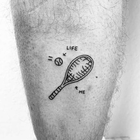 Sports Tattoos Women, Tennis Racket Tattoo, Athletic Tattoos, Tennis Tattoo Ideas, Tennis Tattoo, Lining Tattoo, Tattoos 2022, Journey Tattoo, Tennis Graphic