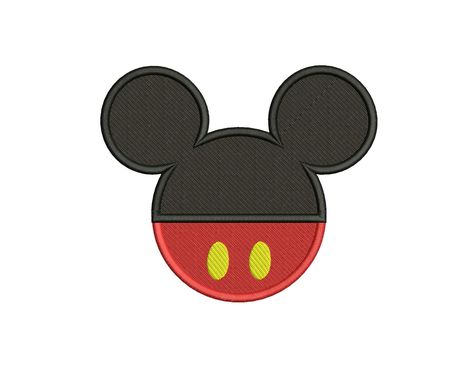 Mickey Ear Pattern, Mickey Mouse Embroidery Patterns, Mickey Mouse Hand Embroidery, Mickey Head Silhouette, Disney Embroidery Patterns Mickey Mouse, Mickey Head, Mickey Ears, Color Chart, Applique Designs