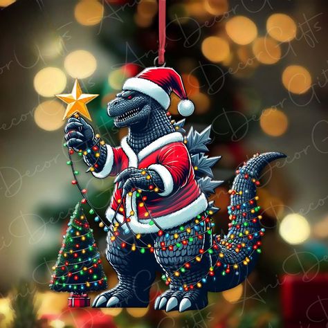 Godzilla Christmas, Xmas Tree Decor, Unique Christmas Gift, Funny Xmas, Holiday Deals, Unique Christmas Gifts, Lovers Gift, Tree Decor, Gift For Dad