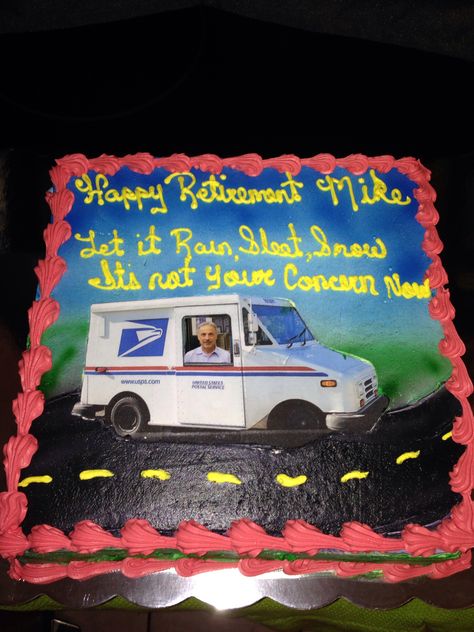 Retirement cake Retirement Sheet Cakes For Men, Retirement Cake, Buttercream Fondant, Free Friends, Sheet Cakes, You've Got Mail, United States Postal Service, Cakes For Men, Yummy Desserts