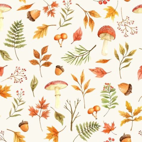 🌻 Faerie 🌻 Autumn Illustrations, Watercolor Autumn Leaves, Autumn Fabric, Hip Kids, Floral Leaves, Fall Sale, Fall Watercolor, Mushroom Art, Halloween Backgrounds