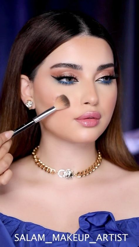 salam_makeup_artist_ on Instagram: 💙💙💙 @mustafa_photogf @maissa__29 Makeup Looks On Blue Dress, Makeup On Blue Dress, Make Up Looks For Blue Dresses, Wedding Makeup Styles, Blue Dress Makeup Look, Blue Dress Eye Makeup, Navy Blue Dress Makeup Ideas, Makeup For Navy Blue Dress, Blue Eyes Makeup Looks