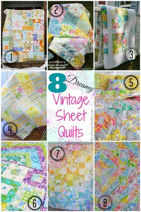 8-Dreamy-Vintage-Sheet-Quilts-from-BusyBeingJennifer.com_-682x1024 Insane Love, Long Suffering, Sheet Quilt, Old Sheets, Vintage Hankies, Quilt Care, Lap Quilts, Sewing Tutorials Free, Linen Quilt