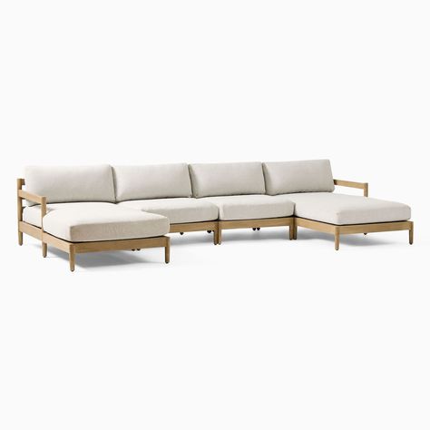 U Shaped Sectional, Outdoor Cover, Solid Mahogany, Outdoor Sectional, Mahogany Wood, Key Details, Williams Sonoma, West Elm, Pottery Barn Kids