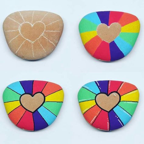 Painted Rock Rainbow, Stone Painting Rainbow, Rock Painting Ideas Rainbow, Whimsical Rock Painting, Rock Painting Ideas For Odd Shaped Rocks, Cute Things To Paint On Rocks Easy, Rock Painting Rainbow, Painted Rock Characters, Painted Rocks Ideas Easy Summer