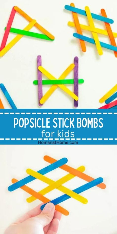 Throw them on the floor and watch them explode! Press popsicle sticks into clever designs, then let the tension create an explosion. Craft Stick Projects, Rainy Day Activities For Kids, Stick Wall Art, Ice Cream Stick, Stem For Kids, Popsicle Stick Crafts, Stem Projects, Chill Vibes, Popsicle Stick