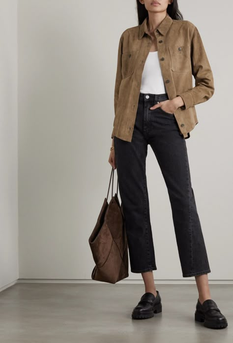 Suede Shirt Outfit, Outfits 40s, Shirt Outfit Ideas, Layering Outfits, Casual Work Outfits, Sporty Chic, Mode Fashion, Work Fashion, Fall Winter Outfits