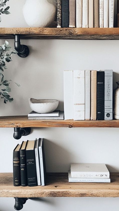 Add a bold industrial touch to your home with DIY pipe shelving! This stylish project uses metal pipes and wood planks to create functional, modern shelving that’s perfect for organizing and decorating. Whether for a living room, kitchen, or office, pipe shelving brings an edgy, industrial vibe to any space. 🛠📚 #DIYPipeShelving #IndustrialDecor #DIYHomeProjects #ModernShelving Industrial Style Shelves, Diy Minimalist Decor, Diy Floating Shelves Living Room, Pipe Shelves Diy, Diy Pipe Shelves, Pipe Shelving, Hummingbird House, Floating Shelves Living Room, Diy Pipe