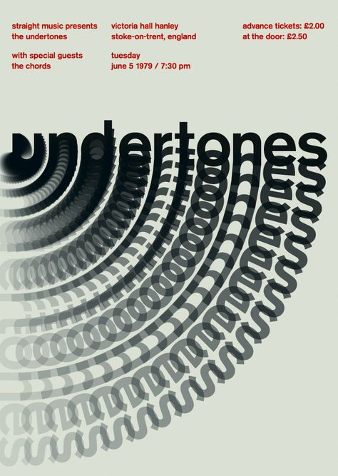 the undertones, at victoria hall hanley, 1979 | Swissted Type Only Posters, Vibration Typography, Deconstructed Typography, Typography Exhibition, 3d Tipografi, Disco Poster, Evolution Design, Poster Grafico, Inspiration Typographie