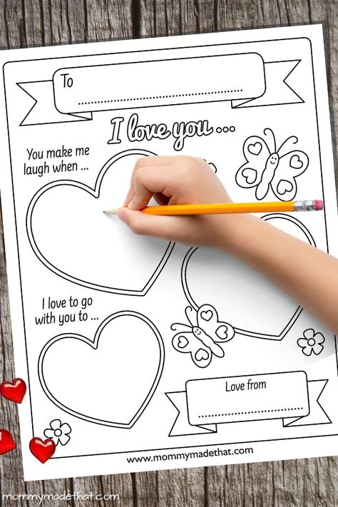 Cute printable Valentines day activity. These I love you because Printables are great for kids to print out and give to siblings, parents or grandparents. They are great as a classroom activity for Valentines day as well. Grab the free printable! Valentines For Kids To Make For Parents, Valentines Fill In The Blank For Kids, Valentines For Parents From Kids, Valentines To Parents From Kids, Valentine For Parents From Kids, Kindergarten Valentine Crafts For Parents, Valentines Craft For Parents From Kids, Kids Valentines For Parents, Diy Valentines Ideas For Kids