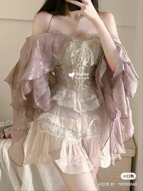 Whimsical Fairycore Outfit, Korean Prom Dresses, Fairy Aesthetic Clothes, Angelic Dress, Fairycore Outfit, Forest Dress, Black Monster, Fairy Outfit, Fairy Clothes