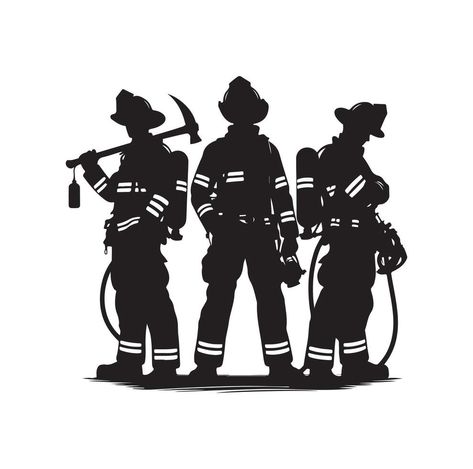 Firefighters Wallpaper, Fire Hose Crafts, Firefighter Drawing, Fireman Art, Pose Silhouette, Firefighter Logo, Group Pose, Firefighter Art, Firefighter Quotes