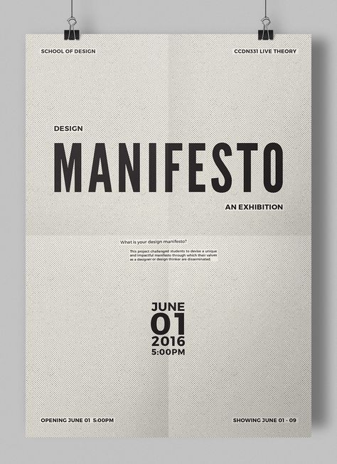 Design Manifesto: An Exhibition on Behance Design Manifesto Poster, Architecture Manifesto Poster, Student Exhibition Poster, Poster Art Exhibition Graphic Design, Exhibition Poster Design Graphics, Manifesto Design Poster, Architectural Manifesto, Architecture Manifesto, Manifesto Architecture