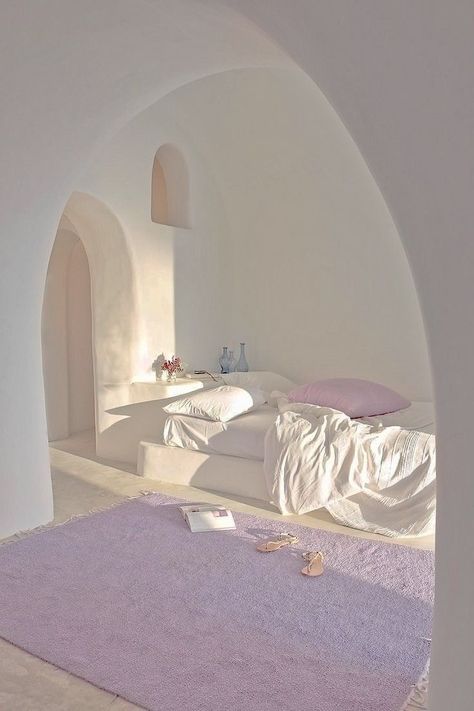 White Walls, Pastel, Bedroom, Bed, Purple, Wall, White