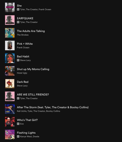 Music Like Tyler The Creator, Best Tyler The Creator Songs, Tyler The Creator Playlist, Tyler The Creator Songs, Recommended Songs, Frank Ocean Songs, Bootsy Collins, Playlist Ideas, Crochet Shoes Pattern