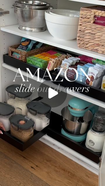 Jen Adams on Instagram: "Tap link in bio or comment “SEND” to shop! On sale TODAY!!!🤩 Amazon slide out drawers!!! Follow me @interiordesignerella for links as Meta is rolling out a new feature where we will all only get DMs from those we follow❤️ So for those who follow & comment “SEND” check your DM as you will automatically get links sent to you! But no pressure to follow!🤗❤️ If you prefer not to follow or if they don’t send (IG can have a lot of glitches!🙈) you can always tap the link in my bio to shop!🥰 Say farewell to kitchen clutter with this pull out cabinet organizer!! My fav snacks and cooking gadgets are more accessible and visible!!! Installation takes only minutes because of the double nano adhesive strip!!! No drilling required!! Linking the drawer and other organizational Slide Out Pantry, Pull Out Cabinet, Kitchen Base Cabinets, Kitchen Clutter, Kitchen Organisation, Amazon Kitchen Gadgets, Cabinet Organizer, Kitchen Cabinet Organization, Pull Out Drawers