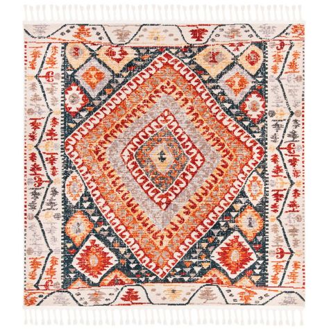 Farmhouse Man Cave, Spain House, Traditional Boho, Orange Rooms, Girls Home, Curtains Fabric, Farmhouse Area Rugs, House Rugs, Southwestern Rug