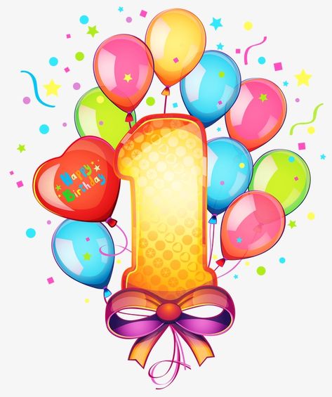 Balloon Clipart, Happy Birthday Frame, Birthday Clipart, Birthday Frames, Happy Birthday Balloons, Happy 1st Birthdays, 1st Birthdays, Birthday Numbers, Number Balloons