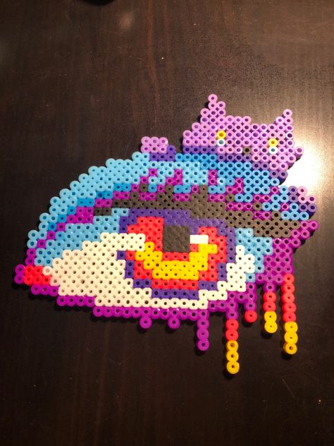 Weird Perler Bead Patterns, Grimace Perler Beads, Perler Beads Ideas Rave, Adult Perler Bead Patterns, Circle Perler Bead Patterns, Trippy Perler Beads, Cat Perler Beads, Perler Designs Rave, Perler Patterns Trippy