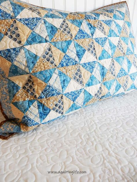 Quilts & More Quilted Pillow Sham - A Quilting Life Pillow Sham Quilt Pattern, Quilted Pillow Shams Free Pattern, Quilted Pillow Shams Pattern, Pillow Sham Pattern, Quilted Pillow Case, Patchwork Pillows, Hst Quilts, Quilt Pillow Case, Quilted Pillow Sham