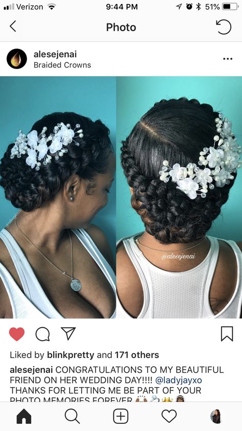 Natural Hairstyles For Bride Black Women, Halo Braids For Black Women Wedding, Braided Updo For Wedding Black Women, Wedding Hairstyles For Black Women With Locs, Natural Bride Hairstyles For Black Women, Beach Wedding Hairstyles For Black Women, Hairstyle Wedding Party, Wedding Protective Hairstyles, Braided Updo For Black Women Cornrow Natural Hair Wedding Hairstyles