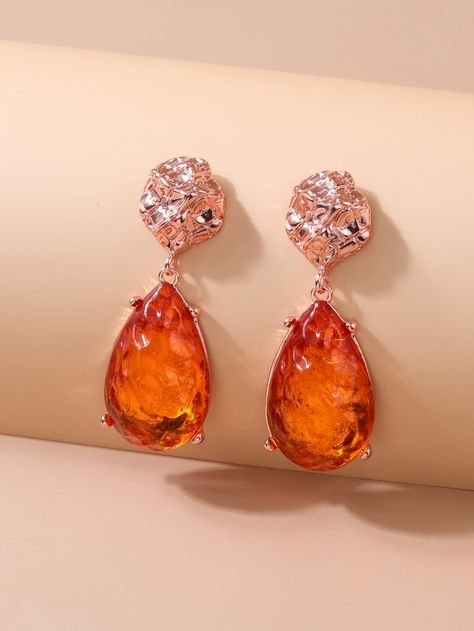 Orange Earrings Indian, Orange Earrings Aesthetic, Orange Accessories, Water Drop Earrings, Earrings Aesthetic, Desi Aesthetic, Orange Outfit, Orange Earrings, Luxury Earrings