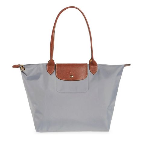 Nwt Longchamp Le Pliage Large Nylon Shoulder Shopping Tote Style/Serial #: 1899089p51 Color: Gray (Color Code: P51) 100% Authentic Guaranteed! Bought From Department Store! New With Tags Attached Or Sealed In Original Packaging, Never Been Used! Note That Longchamp Nylon Product May Be Made In China, Tunisia Or France. Longchamp's Tote Goes The Distance With A Durable Nylon Construction And Convenient Interior Slip Pocket. Double Leather Shoulder Straps Top Zip And Snap Flap Closure Nylon With L Longchamp Le Pliage Black, Long Champ Bag, Longchamp Le Pliage Large, Long Champ, Longchamp Tote, Longchamp Bag, Longchamp Bags, Black Leather Tote Bag, Brown Tote