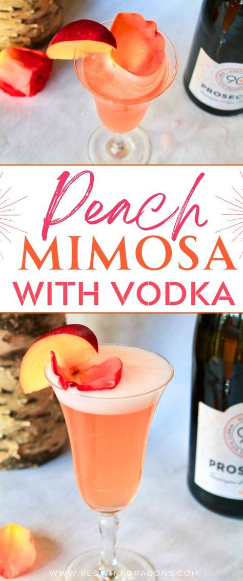 You can even serve this delicious peach mimosa recipe with vodka as a signature cocktail at Easter Dinner or pour as a classic brunch cocktail for Mother’s Day.  Its simplicity and stunning blush color make it the perfect glamorous party cocktail. #peachvodkacocktails #mimosa #mimosarecipe #vodka #peachmimosa #mimosawithvodka #peachdrinks #vodka#brunchdrinks #vodkacocktails Mother’s Day Alcohol Punch, Mother's Day Cocktails Drink Recipes, Mother’s Day Cocktail Party, Mother’s Day Batch Cocktail, Mother’s Day Mixed Drinks, Mother’s Day Dinner Appetizers, Mother’s Day Themed Cocktails, Mother’s Day At Home Brunch, Peach Mimosa Recipe