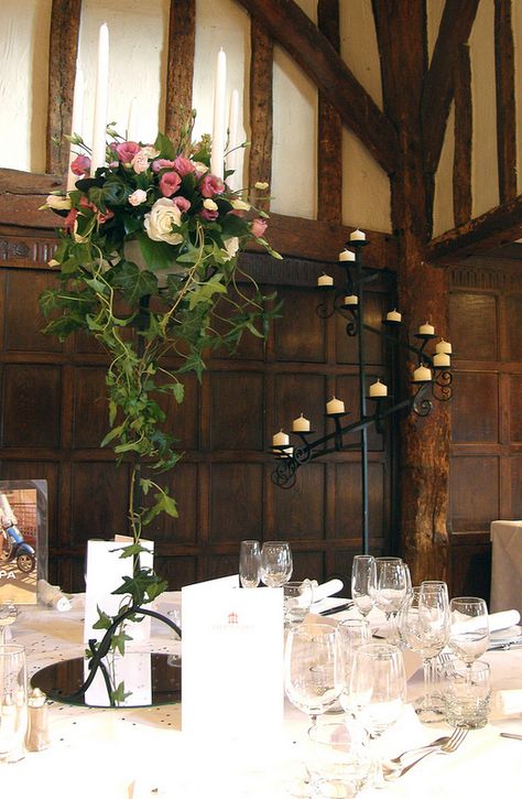 Great Fosters Surrey Floor Candelabra, Venues For Weddings, Candelabra Wedding, British Wedding, Wrought Iron Table, Wedding Venues Uk, Viking Wedding, Table Mirror, Wedding Decor Inspiration