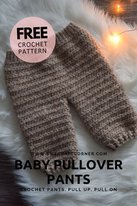 FREE crochet pattern – Baby pullover pants | Swecraftcorner Newborn Pants Crochet Pattern Free, Baby Pants Crochet Pattern Free, Crochet Infant Pants Free Pattern, Crochet Newborn Pants, Crochet Baby Bloomers Free Pattern, Crochet Baby Jumper Free Pattern, Baby Clothes Crochet Patterns Free, Crochet Baby Pants Free Pattern, Easy Baby Crochet Patterns Free