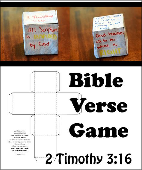 My Cup Overflows: 2 Timothy 3:16 Game Cube Timothy Bible Craft, Timothy Bible, Sunday School Activities For Kids, School Activities For Kids, Memory Verse Games, Kids Church Activities, Kids Faith, 1 Timothy 2, Kids Sunday School Lessons