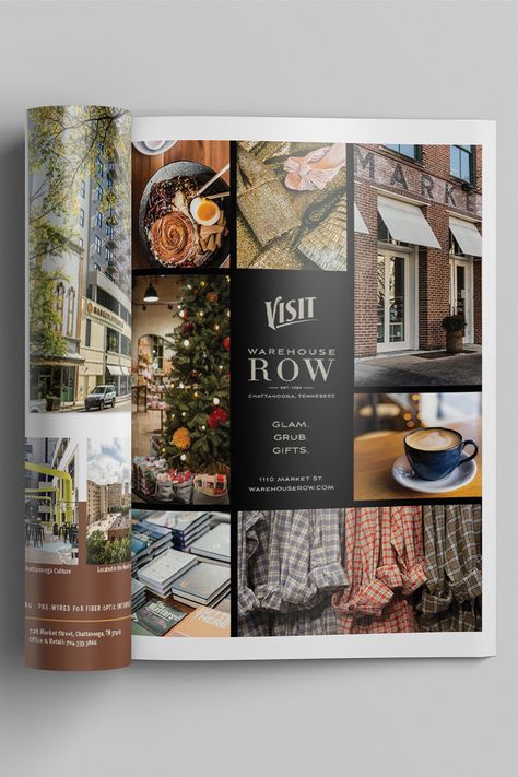 A print advertisement designed for Warehouse Row in Chattanooga, TN. Retail Advertising Design, Retail Advertising, 2023 Design, Print Advertisement, Chattanooga Tn, Space Print, Email Design, Retail Space, Advertising Agency