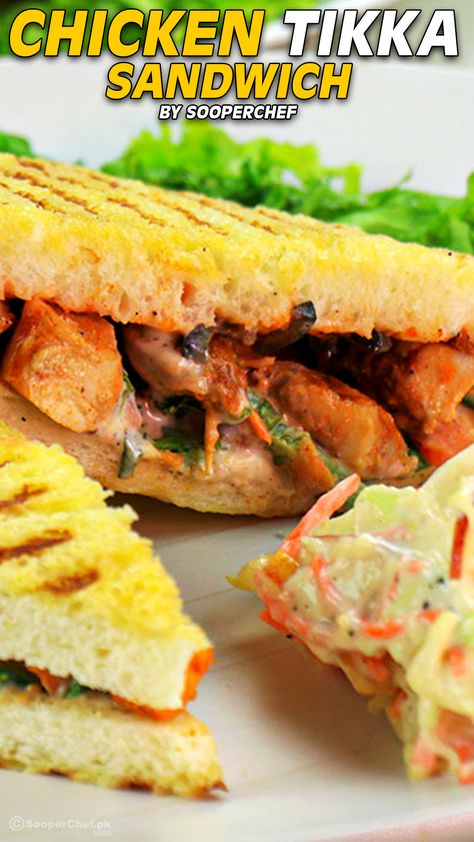 Preparation time: 15 minutes | Cooking time: 20 to 25 minutes | Serving: 2-3 | This super quick and tasty chicken tikka sandwich recipe will become your next favorite sandwich recipe. This sandwich recipe is amazing. Give try to chicken tikka sandwich recipe. #Sandwich​ #ChickenSandwichRecipe​ #ChickenTikkaSandwich #pinterestrecipes #pinterestideas #pinterestworthy #foodphotos #foodpics #foodphotography #foodimages #pinterestinspired #foodstyling #Sooperchef #foodpresentation Indian Chicken, Chicken Sandwich Recipes, Chicken Tikka, Coleslaw Recipe, Indian Snacks, Chicken Sandwich, Pinterest Recipes, Sandwich Recipes, Coleslaw