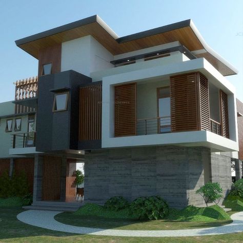 This is a 2-Storey Vacation House with open ground floor design.. 3-Bedroom on 2nd Floor, Office, Music Studio and Entertainment Room.. Gym on Roof Deck and garden roof Ground Floor Design, House Perspective, Garden Roof, Floor Office, Room Gym, House Exterior Design, Vacation House, Roof Deck, Entertainment Room