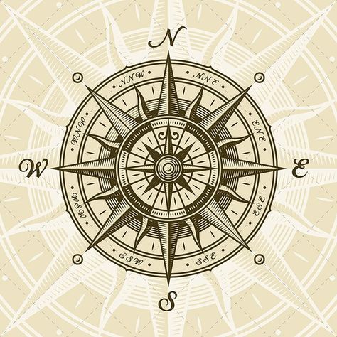 Vintage Nautical Compass Rose EPS Sextant Tattoo, Vintage Compass Tattoo, Compass Rose Art, Nautical Compass Tattoo, Compass Vintage, Travel Symbols, Compass Vector, Compass Drawing, Compass Rose Tattoo