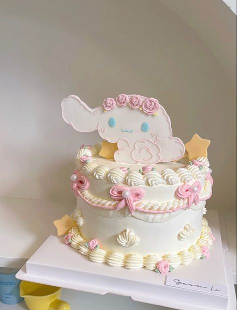 Cinnamoroll Birthday Decoration, Cinnamonroll Sanrio Cake, Cinamoroll Cake, Sanrio Cake, Sanrio Party, Cake Themes, 20 Birthday, Pinterest Cake, Pearl Ribbon