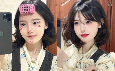 Douyin Blush, Applying Blush, Kore Ulzzang, Korean Makeup Look, Doll Eye Makeup, Kawaii Makeup, Korean Eye Makeup, Ulzzang Makeup, How To Apply Blush