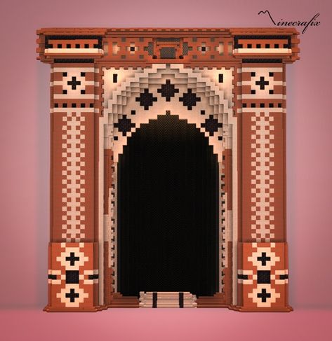 For More Check Out My Link In Bio Minecraft Pillar Ideas, Minecraft Gateway, Minecraft Front Door Ideas, Minecraft Pillar, Minecraft Doorway, Minecraft Pillar Designs, Minecraft Archway, Minecraft Door, Minecraft Museum