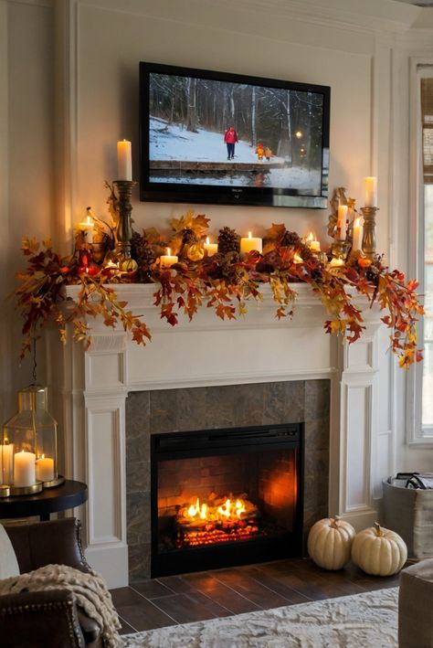 Fall Furniture , Autumn Cozy Fall ,Decor Easy Fall ,
Decor Neutral Fall ,Decor Fall ,Decor Inspiration ,Fall Decor Ideas Fall Fireplace Decor With Tv, Fall Chimney Decor Fire Places, Harvest Fireplace Decor, Autumn Mantle, Fire Mantle Decor, Fall Mantle Garland Farmhouse, Fall Mantle Decor With Tv, Wedding Fireplace Decorations, Mantle Fall Decor