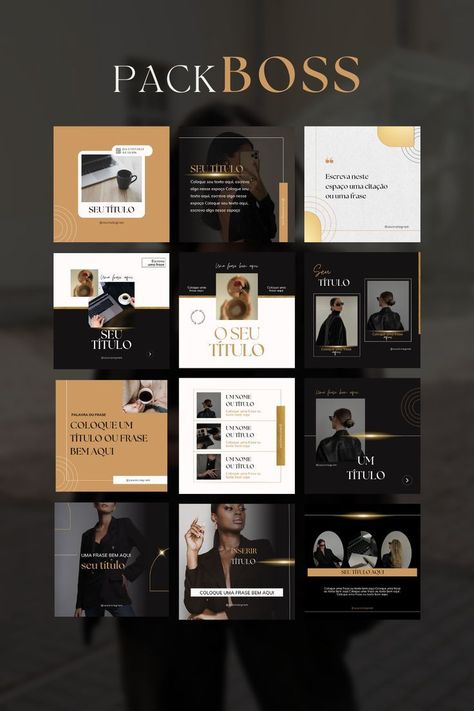 Social Media Templates Social Marketing Design, Instagram Feed Theme Layout, Black Template, Real Estate Social Media Templates, Designer Canvas, Aesthetic Branding, Feed Layout, Insta Layout, Instagram Feed Layout