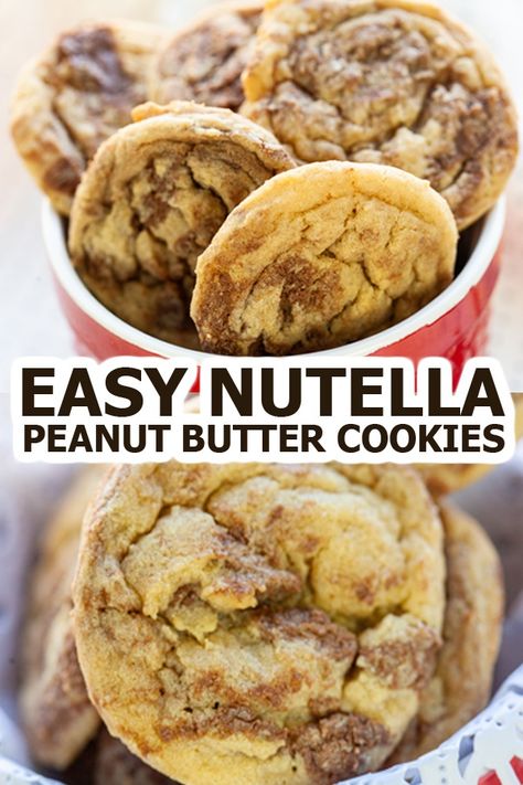 Peanut Butter Cookies With Nutella, Nutella Peanutbutter Cookies, Treats With Nutella, Peanut Butter And Nutella Cookies, Cookies With Nutella Recipes, Nutella Peanut Butter Cookies, Nutella And Peanut Butter Recipes, Things To Do With Nutella, What To Make With Nutella