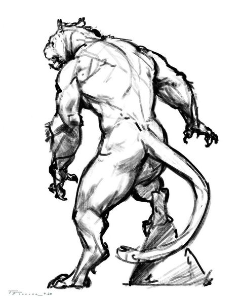 ArtStation - Cobalt Weretiger Taran Fiddler, Art Jokes, Alien Concept Art, Monster Concept Art, Art Folder, Sketch Inspiration, Figure Drawing Reference, Monster Design, Animal Sketches