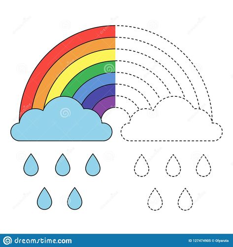 Worksheet For Preschool, Preschool Activities Printable, Kids Worksheets Preschool, Free Preschool Worksheets, Preschool Activities Toddler, Rainbow Clouds, Kindergarten Learning Activities, Kids Illustration, Preschool Art Activities