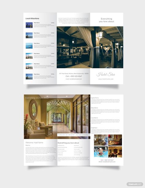 Free Luxury Hotel Tri-Fold Template #AD, , #affiliate, #Hotel, #Luxury, #Free, #Template, #Fold Hotel Magazine, Hotel Marketing Design, Yearbook Layouts, Hotel Marketing, Trifold Brochure Design, Corporate Brochure Design, Free Brochure Template, Brochure Template Layout, Hotel Luxury