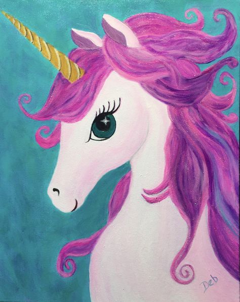 Unicorn Art Painting, Unicorn Painting Canvas, Unicorn Acrylic Painting, Unicorn Paintings, Guitar Art Painting, Painting Unicorn, Painted Unicorn, Unicorn Paint, Unicorn Canvas